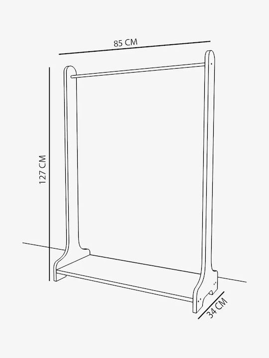 Cuier de Podea din Metal Alb 85x34x127cm