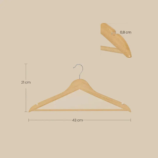 Songmics Agățătoare de Haine pentru Pantaloni din Lemn Galbenă 30 Bucăți