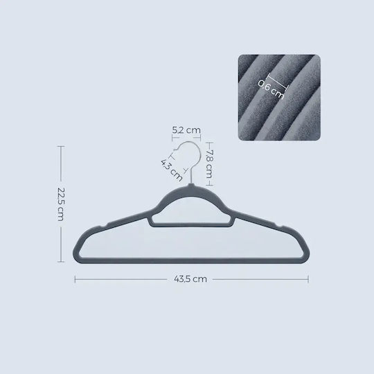 Songmics Agățătoare de Haine pentru Pantaloni Metalică Gri 20 Bucăți