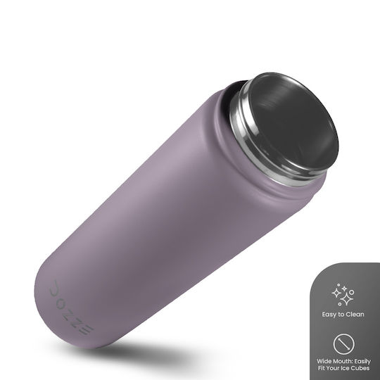Dozze Monochrome Edition Thermos Bottle Stainless Steel BPA Free 620ml Mauve Purple with Straw and Handle