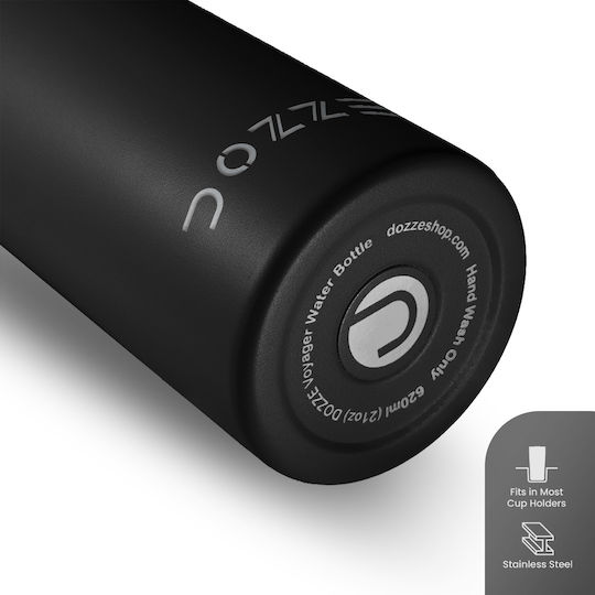 Monochrome Edition Thermos Bottle Stainless Steel BPA Free 620ml Midnight Black with Straw