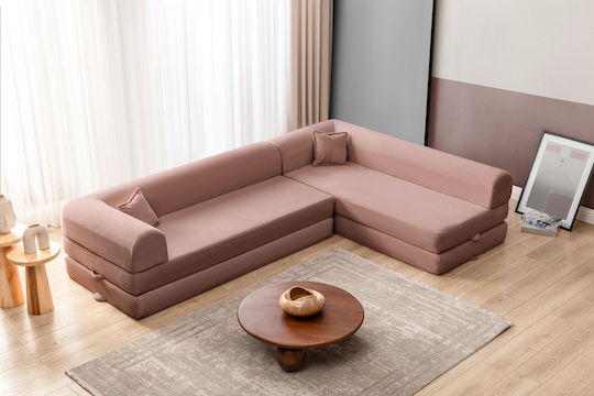 Legom Eco Corner Couch Bed Artificial Leather Pink