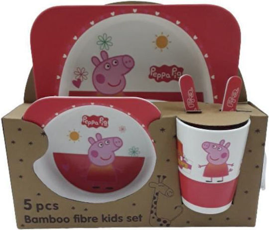 Beboulino Set de hrană din Bambus Roz 5 buc