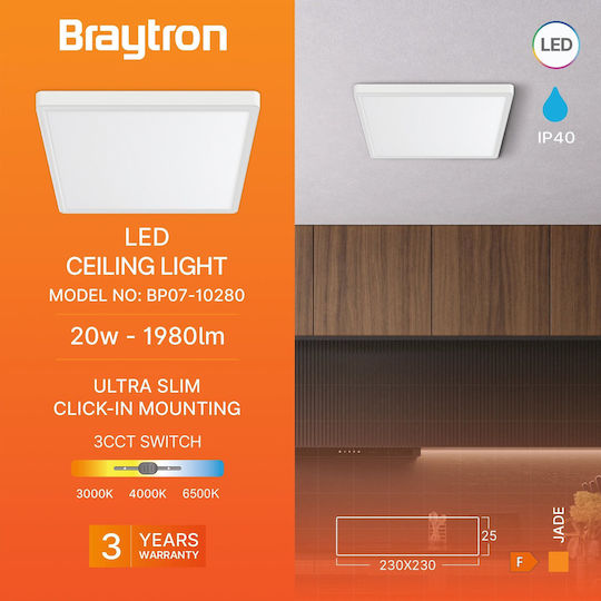 Braytron Jade Plafonieră de Tavan 23buc Albă cu LED Integrat