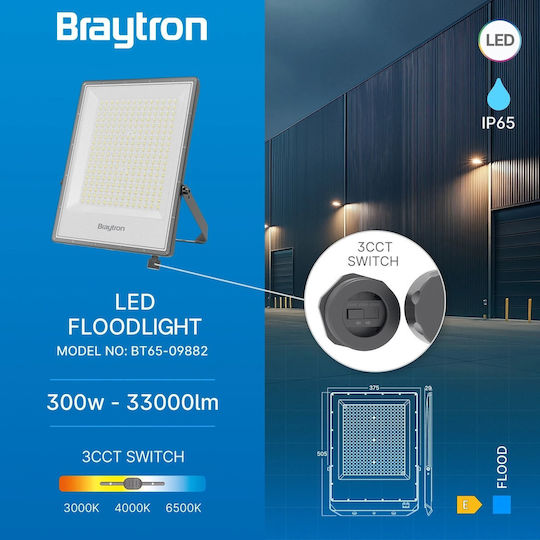 Braytron Waterproof LED Floodlight 300W IP65