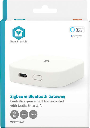 Nedis Mini Usb-c Home Automation Hub Zigbee 3.0 Connectivity 50 Sensors White