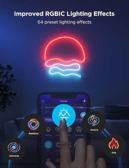 Govee Smart LED Strip Neon Rope Light 2 Wi-Fi RGBIC Light 5m Neon Flex