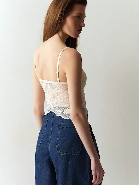 Women's Crop Top with Spaghetti Straps & V-Neck Brown
