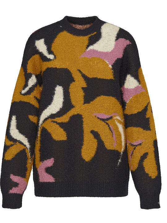 Women's Long Sleeve Sweater Yellow-Black-Pink