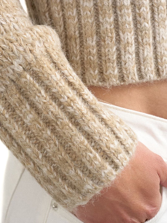 Damen Langärmelig Pullover Grau- Gelb- Blau