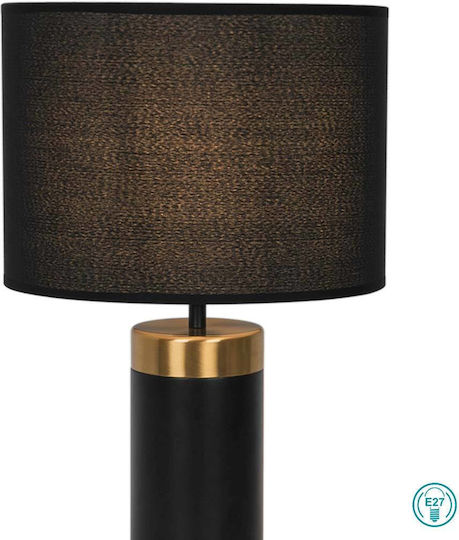 Viokef Luciano Metal Table Lamp for Socket E27 with Black Shade and Base Viokef Luciano Metal Table Lamp for Socket E27 with Black Shade and Base