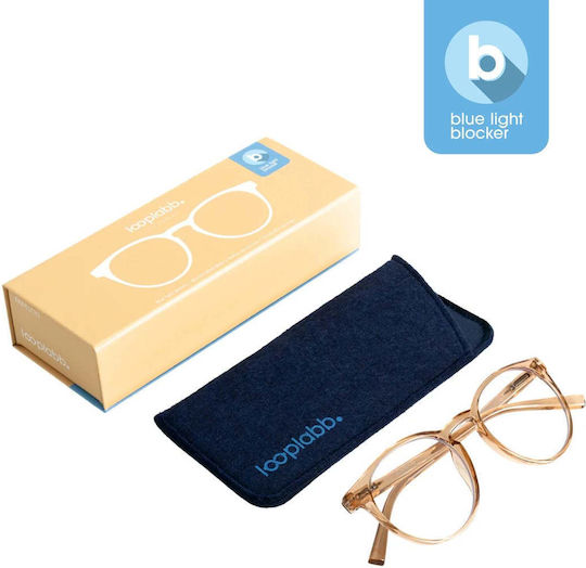 Looplabb Papillon Kristall Champagner Blaulichtblockierende Brillen Grad 1