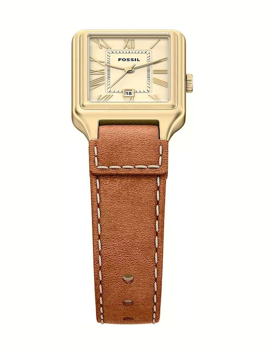 Raquel Womens Watch 23mm Battery with Gold Leather Strap
