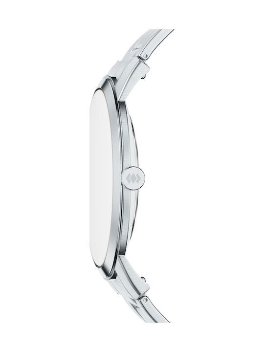 Fossil Minimalist Ανδρικό Ρολόι 44mm Μπαταρίας με Ασημί Ατσάλινο Μπρασελέ