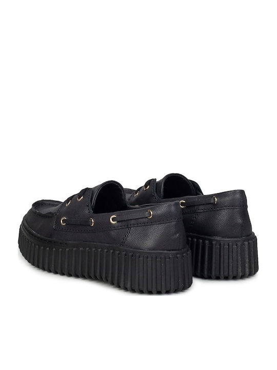 Torhill Leder Damen Bootsschuhe in Schwarz Farbe