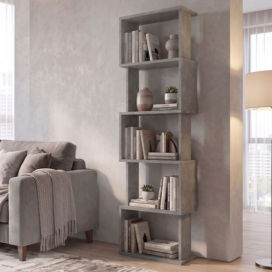Bookcase Alvina Concrete Grey 45x19.6x158.8cm