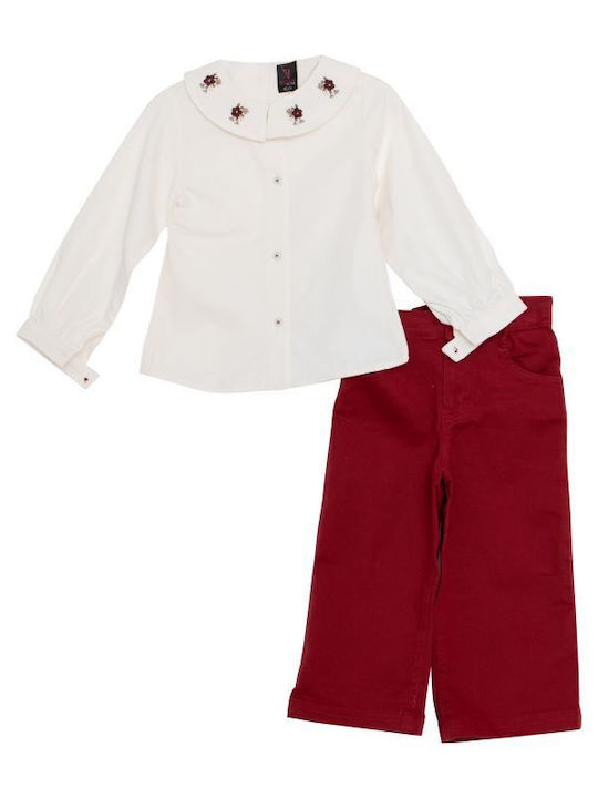 Kids Clothing Set with Pants Winter 3 Pieces Burgundy