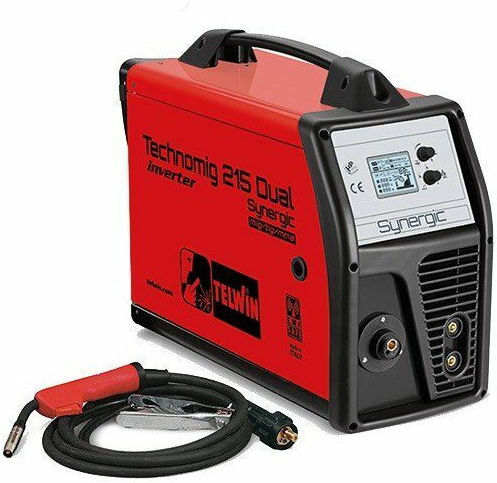 Telwin Technomig 215 Dual Synergic Welding Machine Inverter MAG / MIG / TIG / MMA with Maximum Welding Current 220A and Duty Cycle 20%