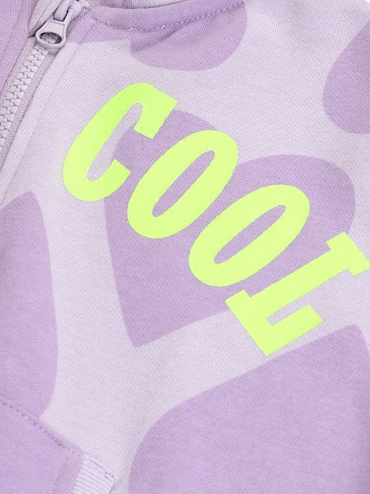 Kids Sweatshirt Cardigan with Hood and Pockets Purple