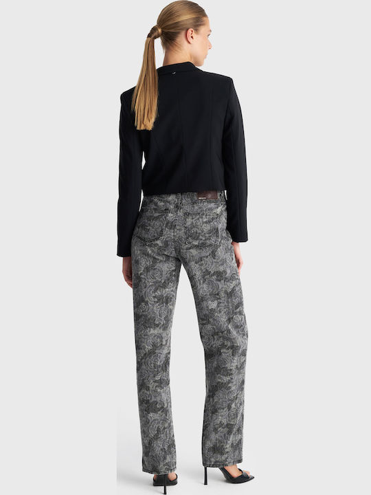 Damen Jeans Hosen in Gerade Bein Stil Grau