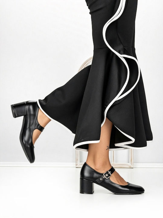 Heels with Chunky Mid Heel Black