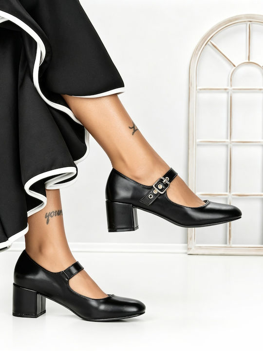 Heels with Chunky Mid Heel Black