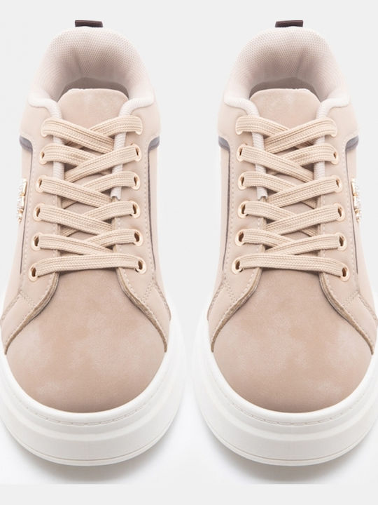 Γυναικεία Flatforms Sneakers Μπεζ-σκούρο