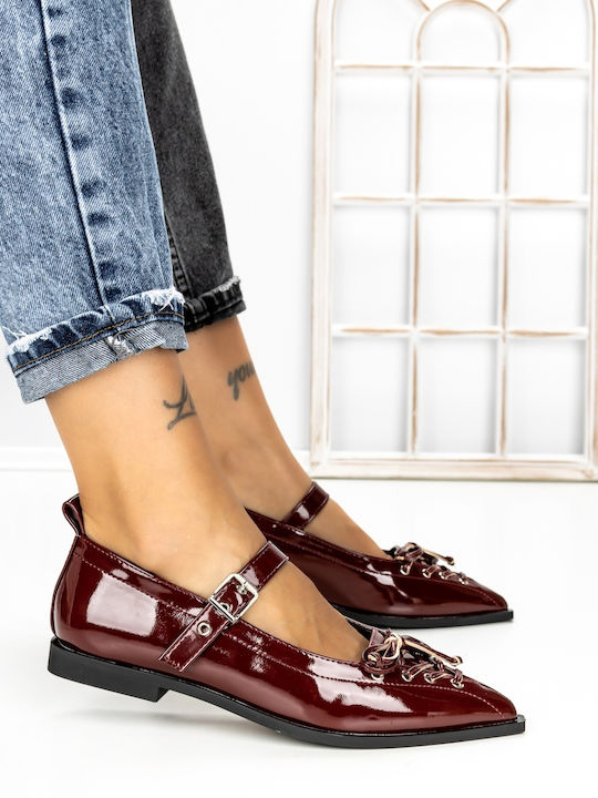Pantofi Balerini Pentru Femei În Culoare Burgundy