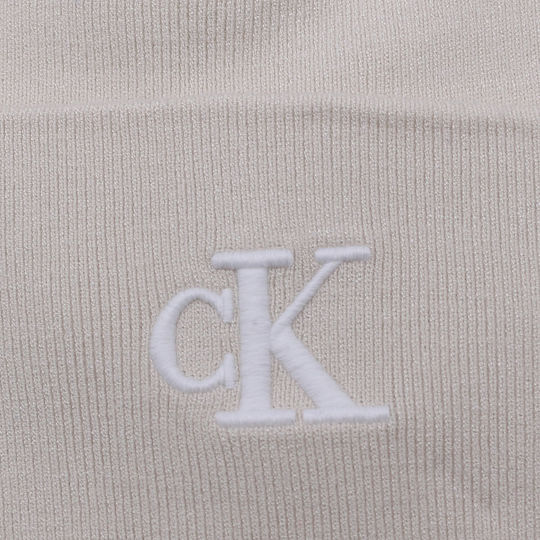 Beanie Unisex Σκούφος με Rib Πλέξη σε Μπεζ χρώμα