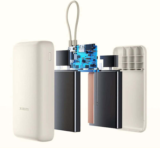 Xiaomi Integrated Cable Power Bank 20000mAh 33W Mit USB-A Und USB-C Anschluss Power Delivery / Quick Charge Beige