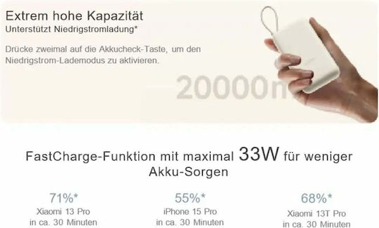 Xiaomi Power Bank 10000mAh 33W με Θύρα USB-A και Θύρα USB-C Power Delivery / Quick Charge Μπλε