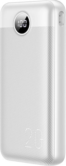 Veger L20S Външна батерия 20000mAh 20W с 2 USB-A порта и USB-C порт Power Delivery / Quick Charge Бяла