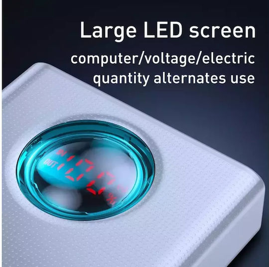 Baseus Amblight Overseas Edition Baterie Externă 30000mAh 65W cu 4 Porturi USB-A și Port USB-C Power Delivery / Încărcare Rapidă Albă
