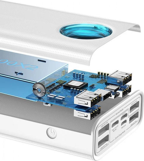 Baseus Amblight Overseas Edition Baterie Externă 30000mAh 65W cu 4 Porturi USB-A și Port USB-C Power Delivery / Încărcare Rapidă Albă