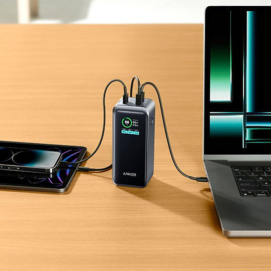 Anker 735 Prime Baterie Externă 20000mAh 200W cu Port USB-A și 2 Porturi USB-C Power Delivery Argintiu
