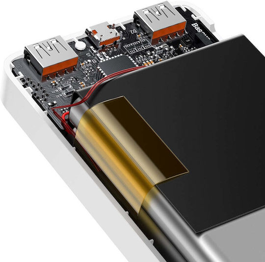 Baseus Bipow Overseas Edition Power Bank 30000mAh 20W с 2 USB-A порта и USB-C порт Бял