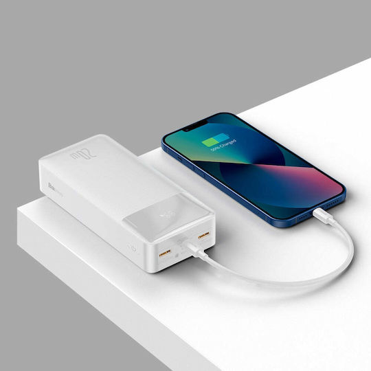 Baseus Bipow Overseas Edition Power Bank 30000mAh 20W с 2 USB-A порта и USB-C порт Бял
