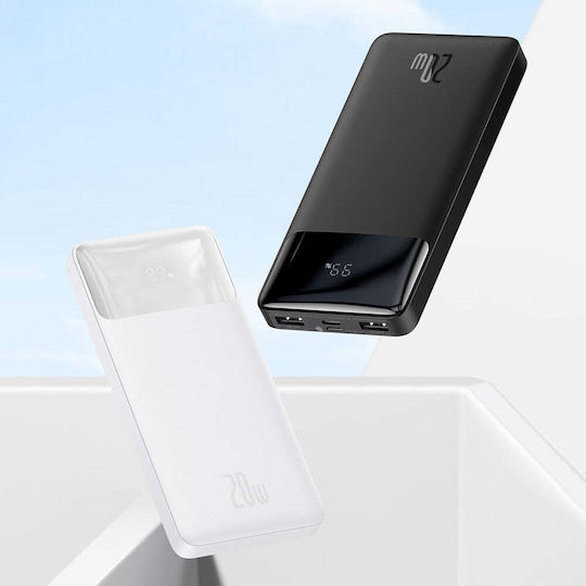 Baseus Bipow Overseas Edition Power Bank 30000mAh 20W с 2 USB-A порта и USB-C порт Бял