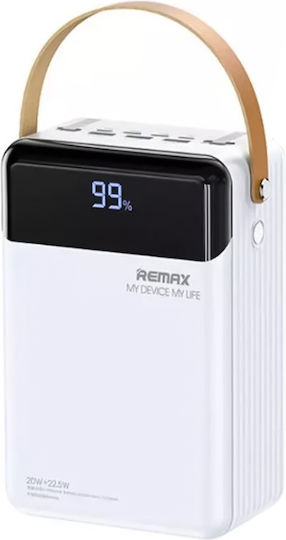 Remax RPP-566 Baterie Externă 80000mAh 22.5W Cu 2 Porturi De Ieșire USB-A Și Port De Ieșire USB-C Încărcare Rapidă Albă