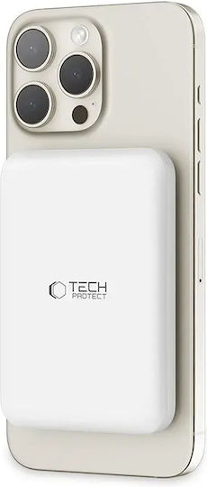 Tech-Protect PB10 Lifemag MagSafe Power Bank 5000mAh mit USB-C Ausgangsanschlüsse Schnellladung Weiß