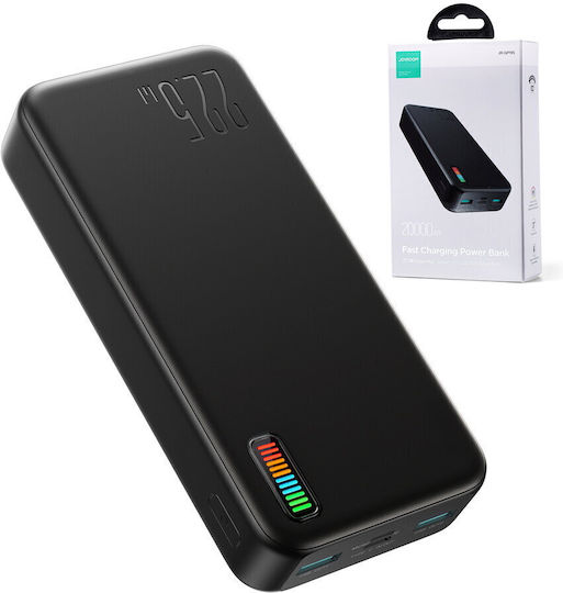 Joyroom Dazzling Series QP195 Power Bank 20000mAh 22.5W с 2 USB-A порта и USB-C порт Черен