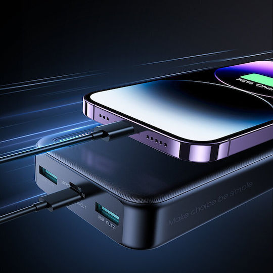 Joyroom Dazzling Series QP195 Power Bank 20000mAh 22.5W с 2 USB-A порта и USB-C порт Черен