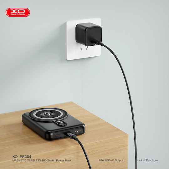 XO PR264 MagSafe Power Bank 10000mAh 20W με Θύρα USB-C Power Delivery / Quick Charge Μαύρο