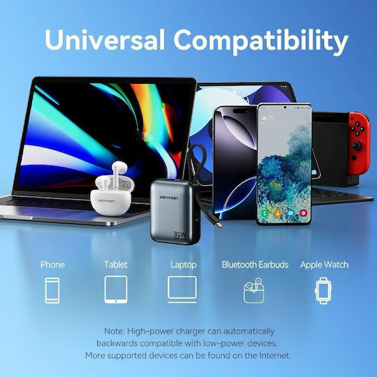 Vention FHE Power Bank 10000mAh 35W mit USB-C Ausgangsanschlüsse Power Delivery / PPS Grau