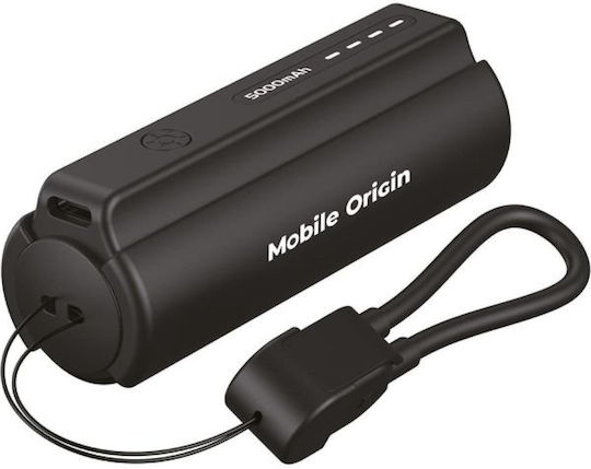 Mobile Origin PB7 with Flashlight and USB-C Cable Power Bank 5000mAh 12W Черен