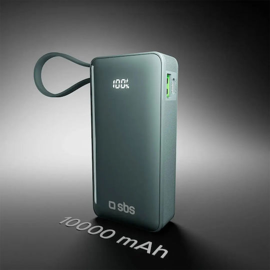 SBS Power Bank 10000mAh 22.5W με Θύρα USB-A και Θύρα USB-C Power Delivery Γαλάζιο