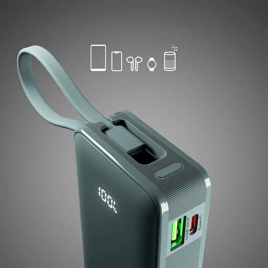 SBS Power Bank 10000mAh 22.5W με Θύρα USB-A και Θύρα USB-C Power Delivery Γαλάζιο