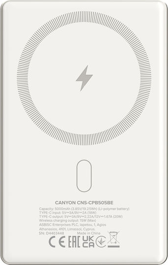Canyon OnPower 505 MagSafe 5000mAh 15W Power Delivery Beiges