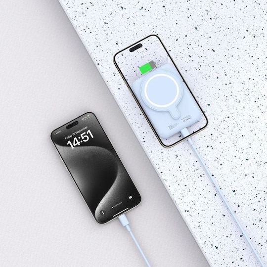 Tech-Protect PB10 Lifemag MagSafe Baterie Externă 5000mAh Livrarea Energiei Albastru Deschis