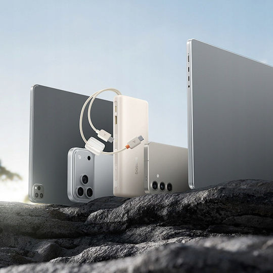 Baseus EnerFill FC41 Външна Батерия 20000mAh 100W с USB-A Изходен Порт и USB-C Изходен Порт Power Delivery Бежов